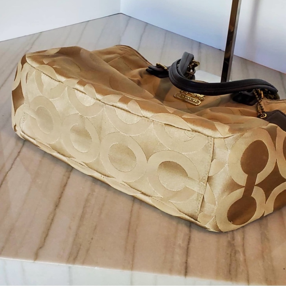 Coach Mia Op Art Beige Gold Shoulder Bag 15758 - Picture 15 of 16